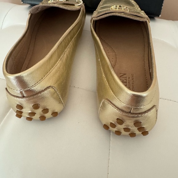 Ralph Lauren Gold Leather Women's Loafers. Leather. - Picture 2 of 5